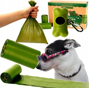 Woreczki na psie odchody 300 sztuk 20 rolek zielone biodegradowalne + etui - Pozostałe akcesoria dla psów - miniaturka - grafika 1