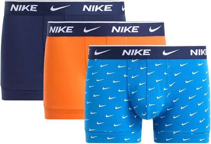NIKE BOKSERKI MĘSKIE TRUNK 3PK NIEBIESKIE/POMARAŃCZOWE/GRANAT r.L