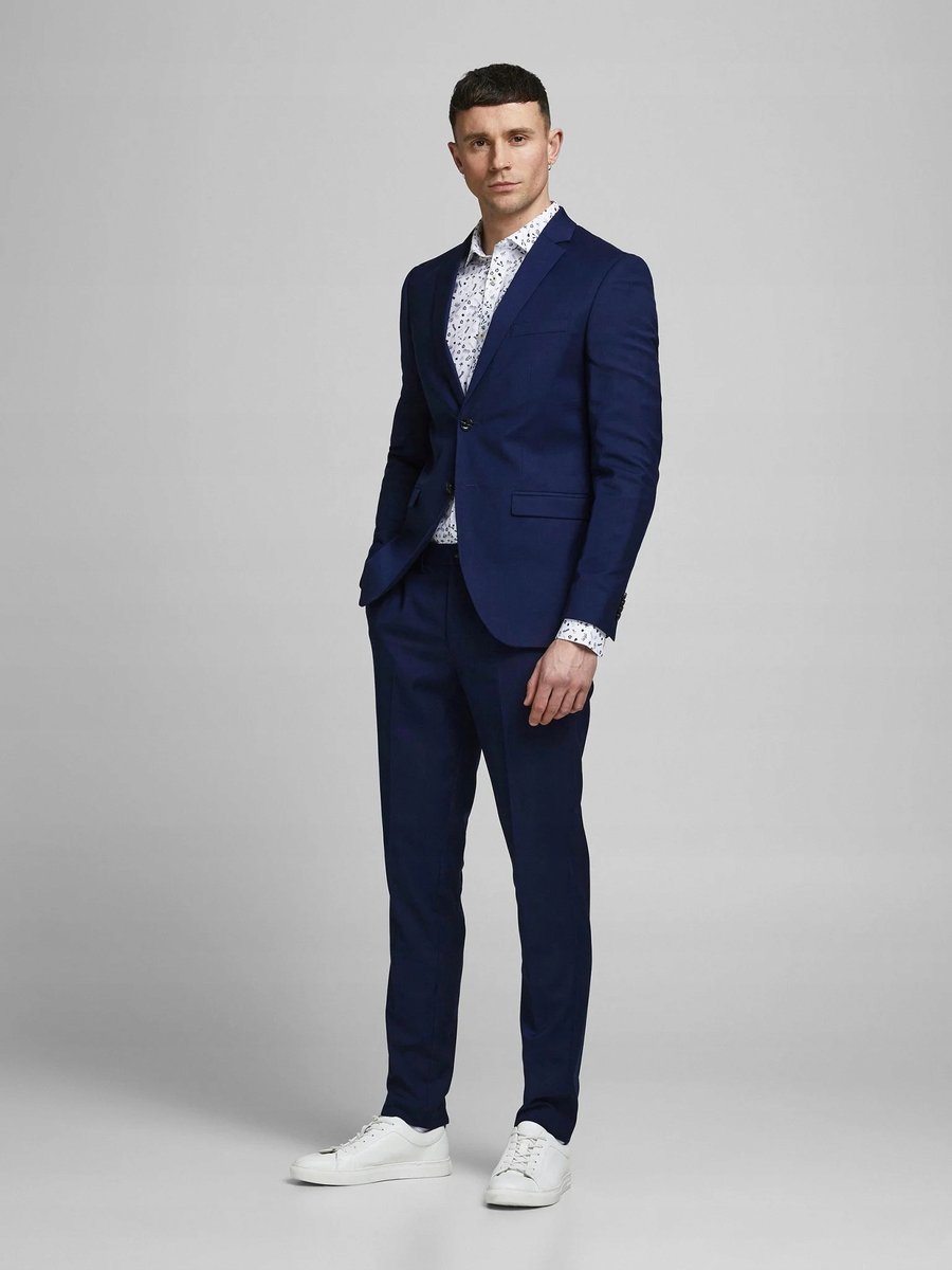 JACK&JONES MĘSKI GARNITUR GRANATOWY ELEGANCKI GŁADKI 46 7BA