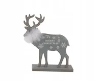 Ozdoby bożonarodzeniowe - Figurka świąteczna drewniana renifer 20,5 cm szary - miniaturka - grafika 1