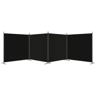 Lumarko Parawan 4-panelowy, czarny, 698x180 cm, tkanina! - Parawany - miniaturka - grafika 5