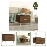 Ławy i stoliki kawowe - The Living Store stolik kawowy brązowy dąb 50x50x40 cm materiał drewnopochodny - miniaturka - grafika 1