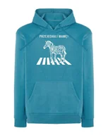Bluzy męskie - Bluza z kapturem Śmieszna Zebra Czarny Humor Niebieska XL - miniaturka - grafika 1