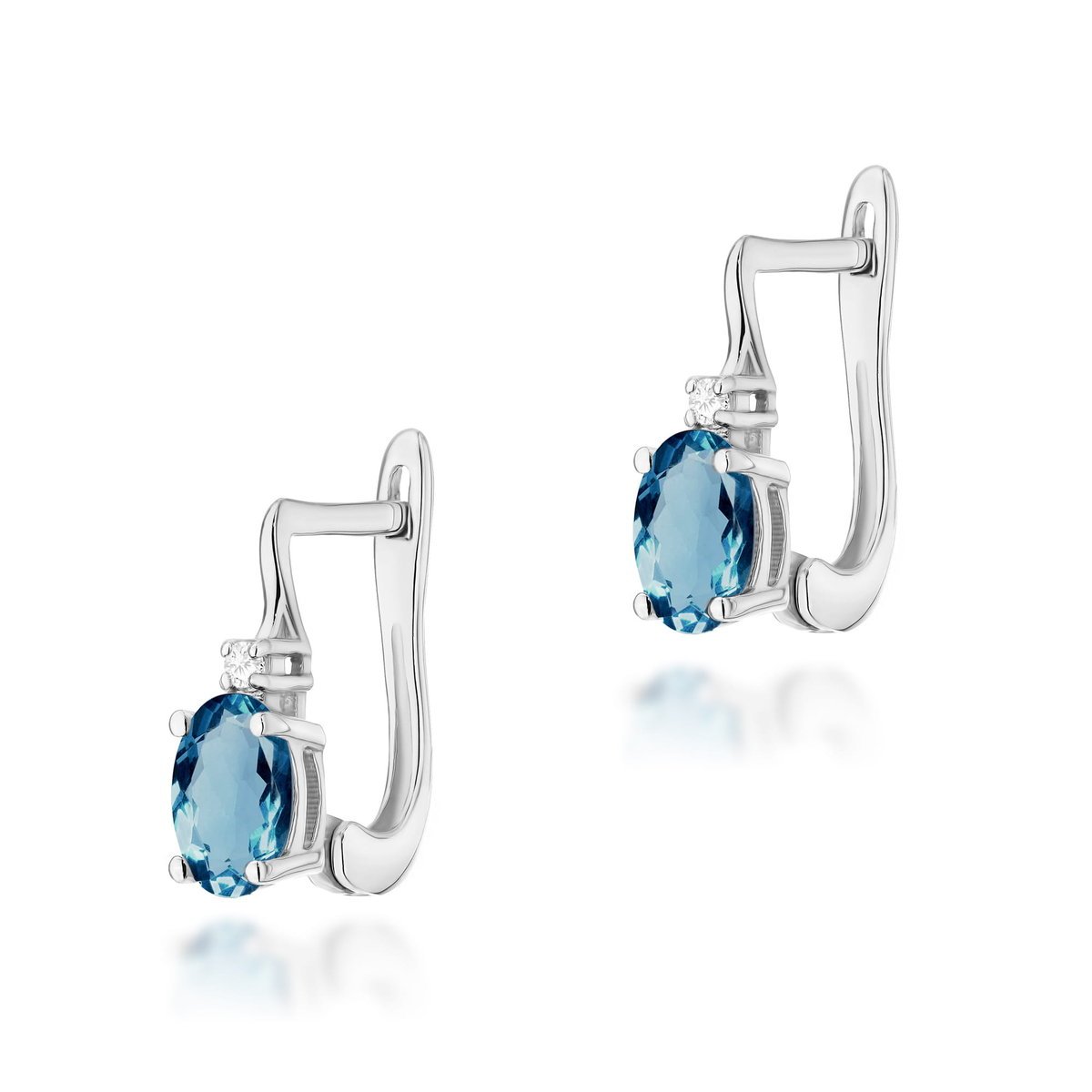 Złote kolczyki Topaz London Blue 2 x 0,50ct białe złoto pr. 585