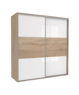 Szafa Tivoli 125X210 S/4Bp/2Ds Biały Połysk / Dąb Sonoma - Szafy - miniaturka - grafika 1