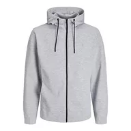 Kurtki męskie - Bestseller A/S Męska kurtka JJEJAX Sweat Zip Hood NOOS z kapturem, jasnoszary melanż, M, jasnoszary melanżowy - miniaturka - grafika 1