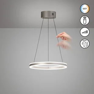 FISCHER & HONSEL Lampa wisząca Silvio, możliwość ściemniania, aluminiowy / szary / cynkowy, salon / jadalnia, metal, nowoczesny - Lampy sufitowe - miniaturka - grafika 1