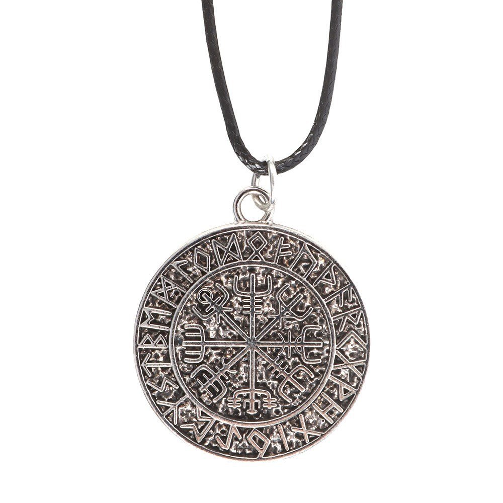 Naszyjnik Wikingów Vegvisir Kompas Wikingów z czarnym sznurkiem