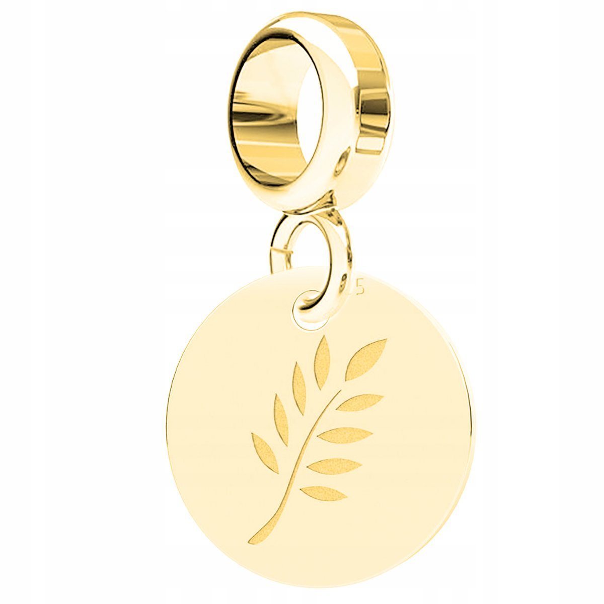 Charms Złoty Blaszka z Gałązką Roślina Zboże Gałąź Pszenica SREBRO 925