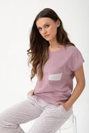 Piżamy damskie - Piżama damska LUNA kod 319 kakaowa ekri w rozetki XXL - miniaturka - grafika 1