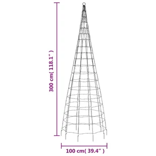 Choinka z lampek, na maszt, 550 ciepłych białych LED, 300 cm Lumarko! - Oświetlenie świąteczne - miniaturka - grafika 12