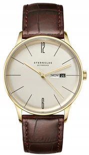 Zegarek Nowy Oryginalny Zegarek męski Sternglas S01-BE14-HE01 Klasyczny złoty data - Zegarki męskie - miniaturka - grafika 1