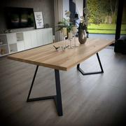 Stoły - Stół z blatem drewnianym 2x1m na stalowych skośnych nogach - miniaturka - grafika 1
