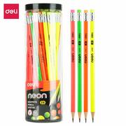 Ołówki - Zestaw 50 sztuk neonowych ołówków 2B DELI tuba - miniaturka - grafika 1