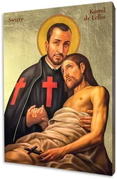 Ikona Święty Kamil de Lellis - patron chorych i opiekun potrzebujących - Ikony i obrazy sakralne - miniaturka - grafika 1