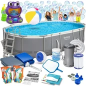 Baseny ogrodowe - Basen ogrodowy stelażowy 488x305x107cm Bestway 56448 zestaw 18w1 - miniaturka - grafika 1