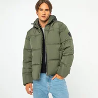 Kurtki męskie - Męska kurtka pikowana z monogramem ciemny zielony - miniaturka - grafika 1