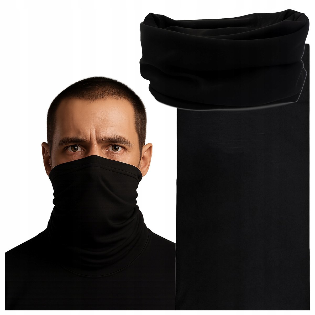 KOMINIARKA KOMIN TUBA BANDANA Chusta Czarna Szal Wielofunkcyjna Ciepła 45cm