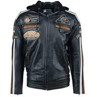 Odzież motocyklowa - Urban Leather Męska skórzana kurtka motocyklowa z ochraniaczami na plecy, ramiona i łokcie z certyfikatem CE, czarna, 6XL Plus, Czarny - miniaturka - grafika 1