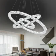 Lampy sufitowe - LZQ 72W LED Crystal Design Lampa wisząca Lampa sufitowa Lampa wisząca Kreatywny żyrandol Trzy pierścienie Zimno-biały żyrandol [Klasa energetyczna A++] - miniaturka - grafika 1