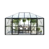 Szklarnie ogrodowe - Ogród zimowy BROADWAY Black 436x295cm PC+ Glass - Gutroof - miniaturka - grafika 1