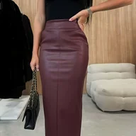 Spódnice - TEMU Damska Czerwona Spódnica Wszechstronna Sukienka Casual LL168 - miniaturka - grafika 1