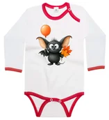 Body dla niemowląt - Body dziecięce Słodki Nietoperz Z Balonikiem I Liśćmi Dzień Jesieni 74/80 - miniaturka - grafika 1