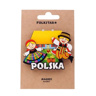 DREWNIANY MAGNES NA LODÓWKĘ FOLK - PARA ŁOWICKA FOLKSTAR - Magnesy - miniaturka - grafika 1