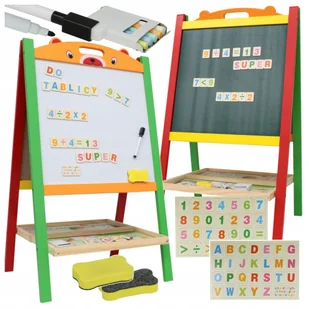 TABLICA DWUSTRONNA MAGNETYCZNA KREDOWA DLA DZIECI ALFABET MAGNESY PÓŁKA - Tablice dla dzieci - miniaturka - grafika 1