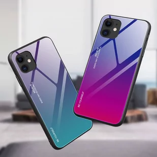 Gradient Glass etui pokrowiec nakładka ze szkła hartowanego iPhone 12 mini różowy - Etui i futerały do telefonów - miniaturka - grafika 4