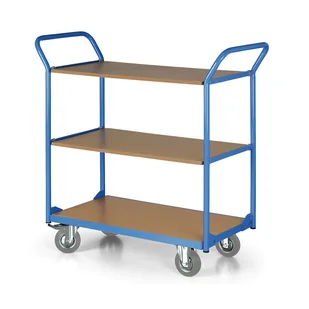 Wózek półkowy, 3 półki 500 x 800 mm, koła 125 mm z szarą gumą - Wózki magazynowe - miniaturka - grafika 1