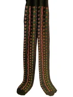 Rajstopy - KREBO Rajstopy Dziewczęce Czarne w Kwiaty i Serca Rozmiar 128-134 cm - miniaturka - grafika 1