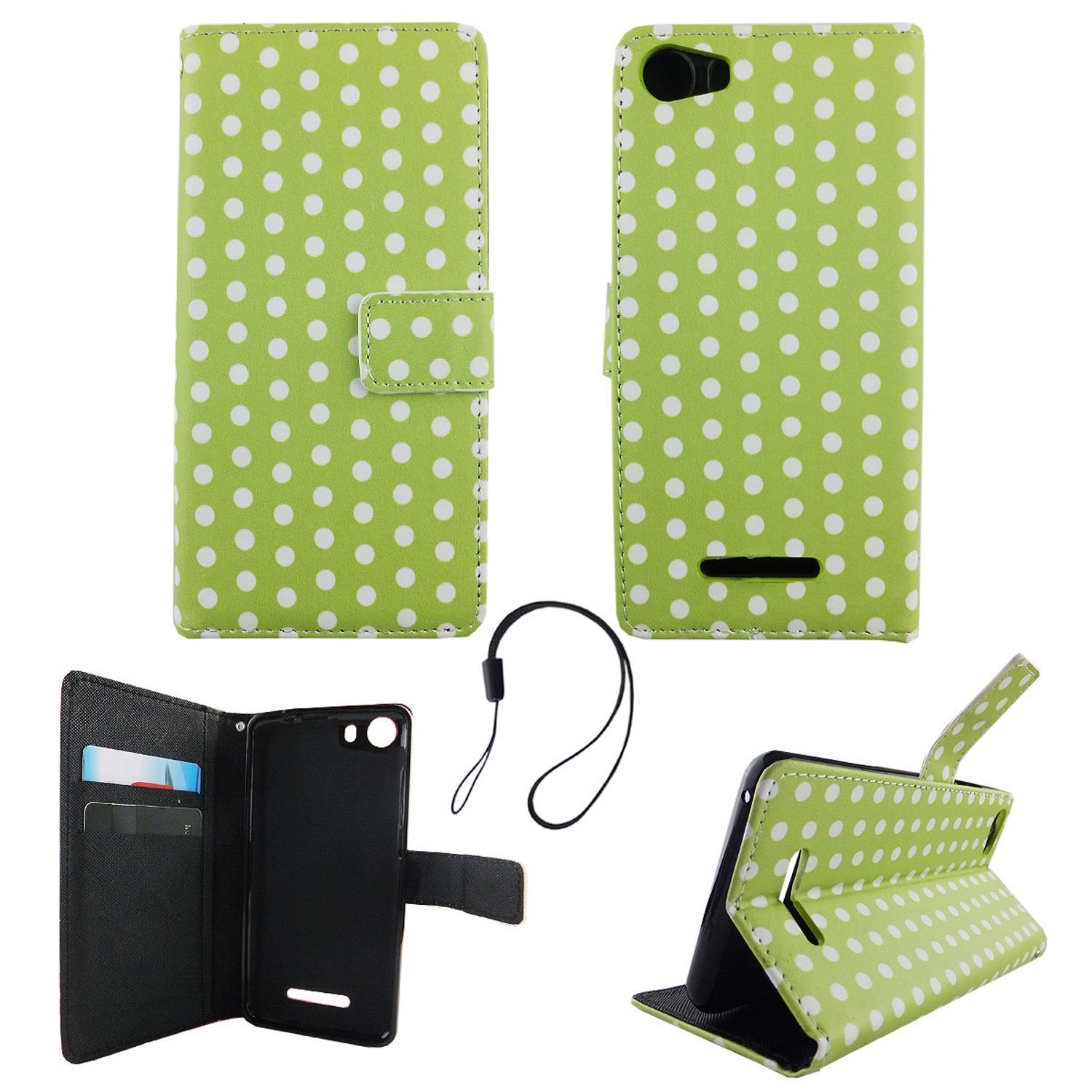 Etui na telefon komórkowy Wiko Lenny 2 Polka Dot Green White