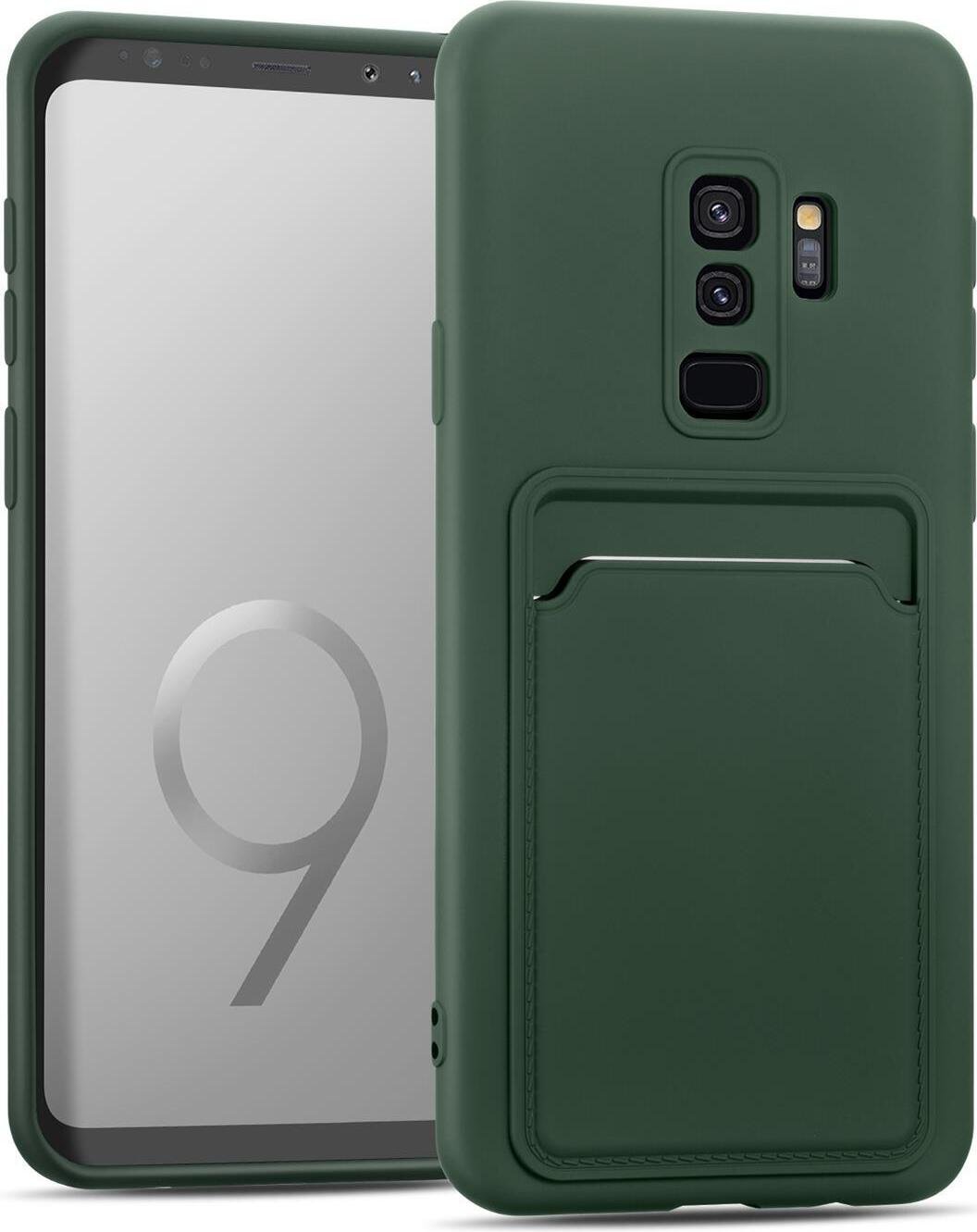 Etui na telefon komórkowy Samsung Galaxy S9 Plus silikonowe etui ochronne z kieszenią na kartę Slim Wallet Case, zielone
