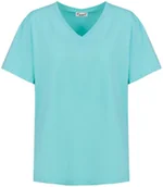 Bluzki damskie - Bluzka koszulka t-shirt basic dekolt w serek ALDONA-L/XL - miniaturka - grafika 1