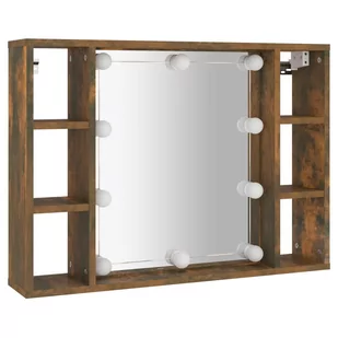 Lumarko Szafka z lustrem i LED, przydymiony dąb, 76x15x55 cm - Toaletki - miniaturka - grafika 4
