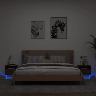 ﻿Szafki nocne z LED, 2 szt., brązowy dąb, 40x39x37 cm - Szafy i szafki dla dzieci - miniaturka - grafika 1