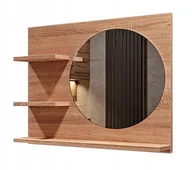 Lustra - Lustro łazienkowe okrągłe dąb sonoma, z półkami, lewe - miniaturka - grafika 1