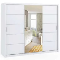 Lustra - Szafa Przesuwna BONO Szerokość 250 cm Biała 3-drzwiowa Lustro Garderoba - miniaturka - grafika 1
