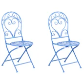 Fotele i krzesła ogrodowe - BELIANI Zestaw 2 krzeseł ogrodowych ALBINIA Metal Niebieski - miniaturka - grafika 1