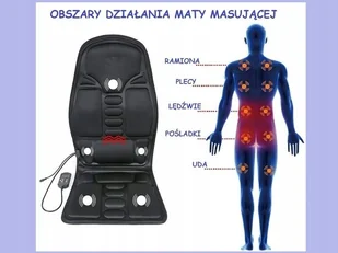 MATA MASUJĄCA GRZEJĄCA Z PILOTEM SAMOCHODU DOMU MATA NA SIEDZENIE MASUJĄCA - Masażery - miniaturka - grafika 1