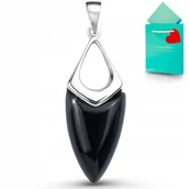 Wisiorki - Srebrny duży wisiorek z onyksem czarny kamień biżuteria z onyksem pr 925 - miniaturka - grafika 1