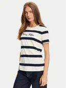 Koszulki i topy damskie - Tommy Hilfiger T-Shirt Script WW0WW45746 Écru Regular Fit - miniaturka - grafika 1