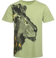 Koszulki męskie - Męski t-shirt z krótkim rękawem, z lwem, zielony - miniaturka - grafika 1