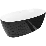 Wanny - Mexen Olea wanna wolnostojąca wzór 170 x 80 cm, biała/czarna, przelew biały - 52821708075-20 - miniaturka - grafika 1