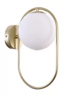 Lampy ścienne - Candellux Lighting złoty kinkiet z okrągłym białym kloszem CORDEL 21-73440 lampa ścienna do salonu 21-73440 - miniaturka - grafika 1