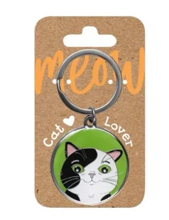 Brelok dla kociarzy - czarno-biały kot - Be-Happy Gifts - Breloczki dla dzieci - miniaturka - grafika 1