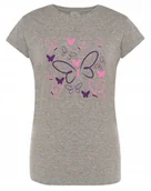 Koszulki i topy damskie - T-Shirt damski kolorowy nadruk Motyle Motylki L - miniaturka - grafika 1