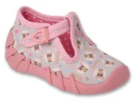 Buty dla dziewczynek - Kapcie dziecięce dziewczęce domowe na zapinki różowe Befado 110N485-24 - miniaturka - grafika 1