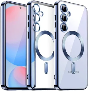 Etui Magnetyczne Supero do Samsung Galaxy A55 Magsafe, przezroczyste z niebieską ramką - Etui i futerały do telefonów - miniaturka - grafika 1